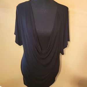 Women's Ann Taylor Loft Black Drape Neck Top, Size Medium Petite
